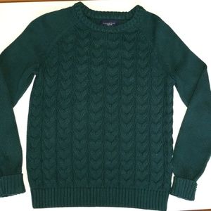 New Lands End, Forest Green, Cotton Sweater